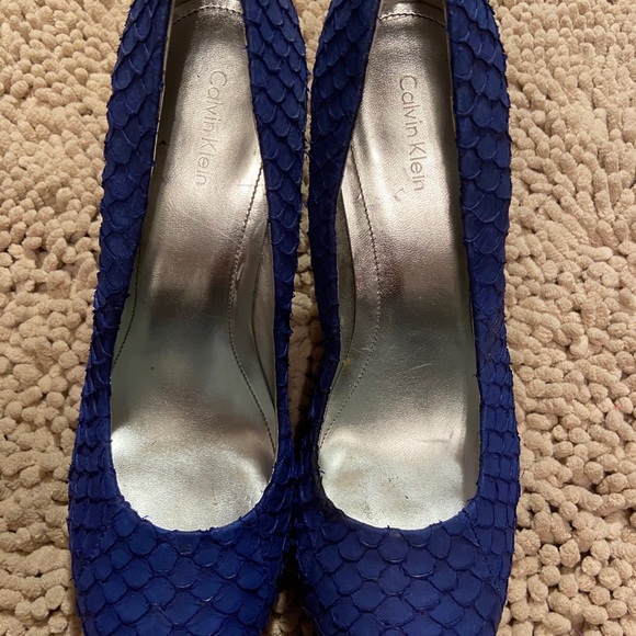 Calvin Klein Blue Snakeskin Heels - Picture 8 of 8